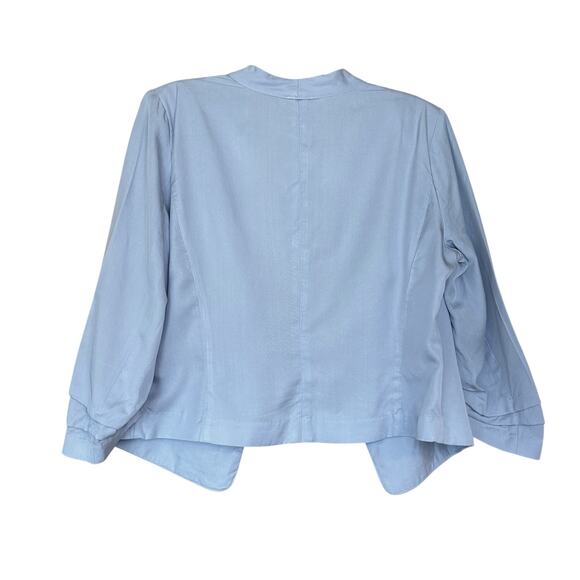 Joie Light Blue Tencel Cropped Blazer Size L Ruched Sleeves - Picture 4 of 5